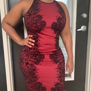 Wine with regal accents bodycon dress